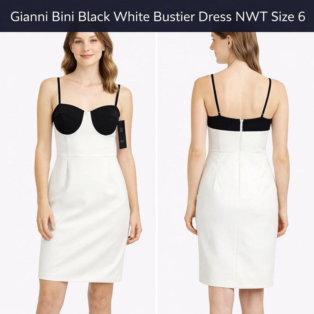 Gianni Bini Black White Bustier Dress NWT Size 6